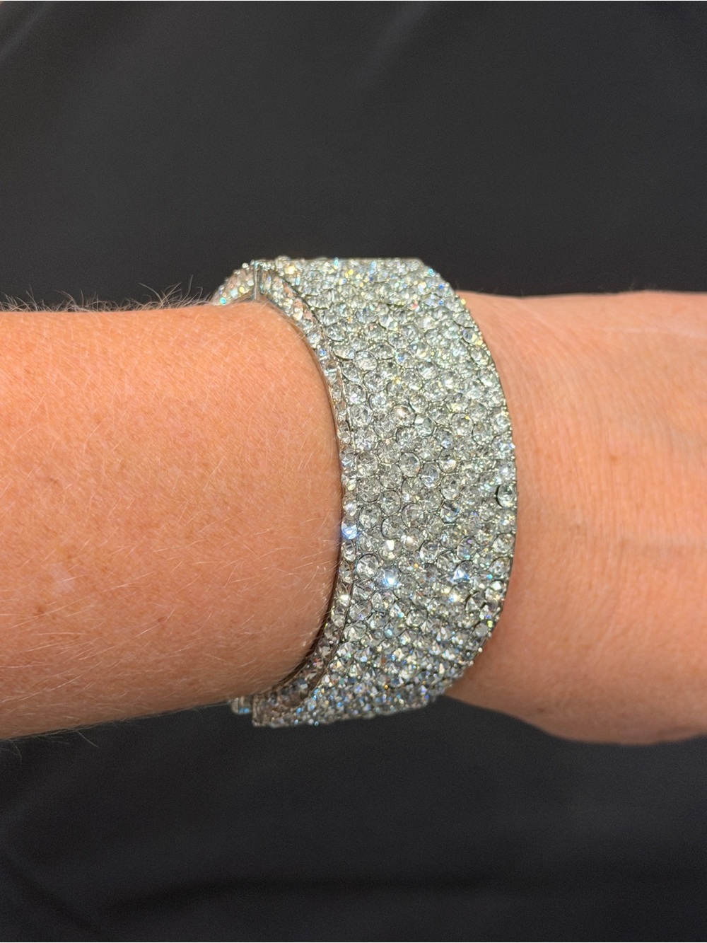 Crystal Metal Cuff Bracelet - Silver Sparkle